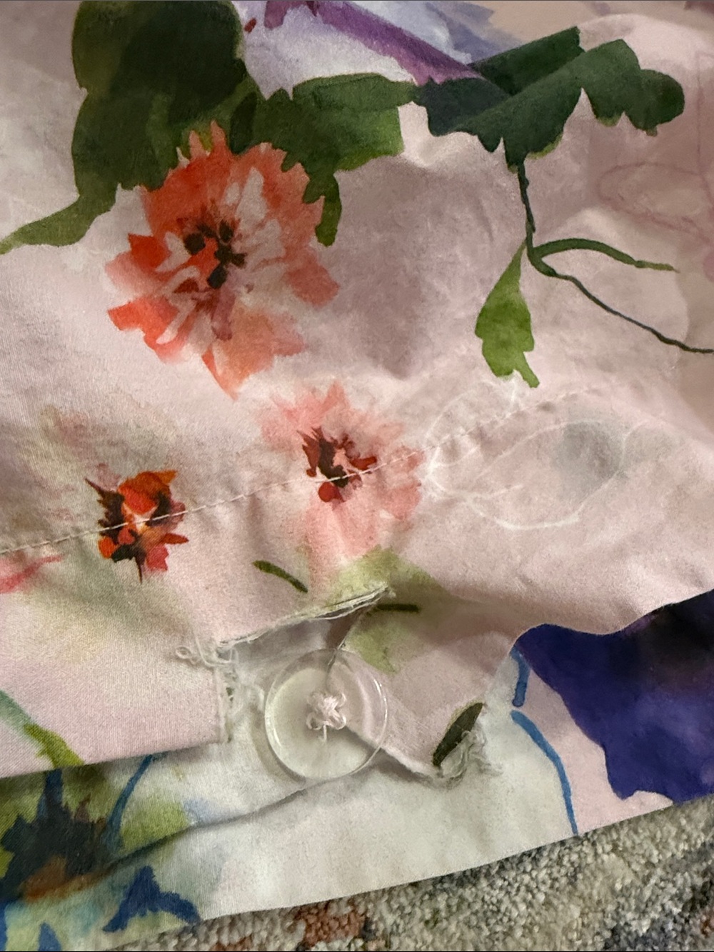 Pottery Barn Kids Pink Floral Twin Duvet cover with Multicolor Blooms - Picture 4 of 4